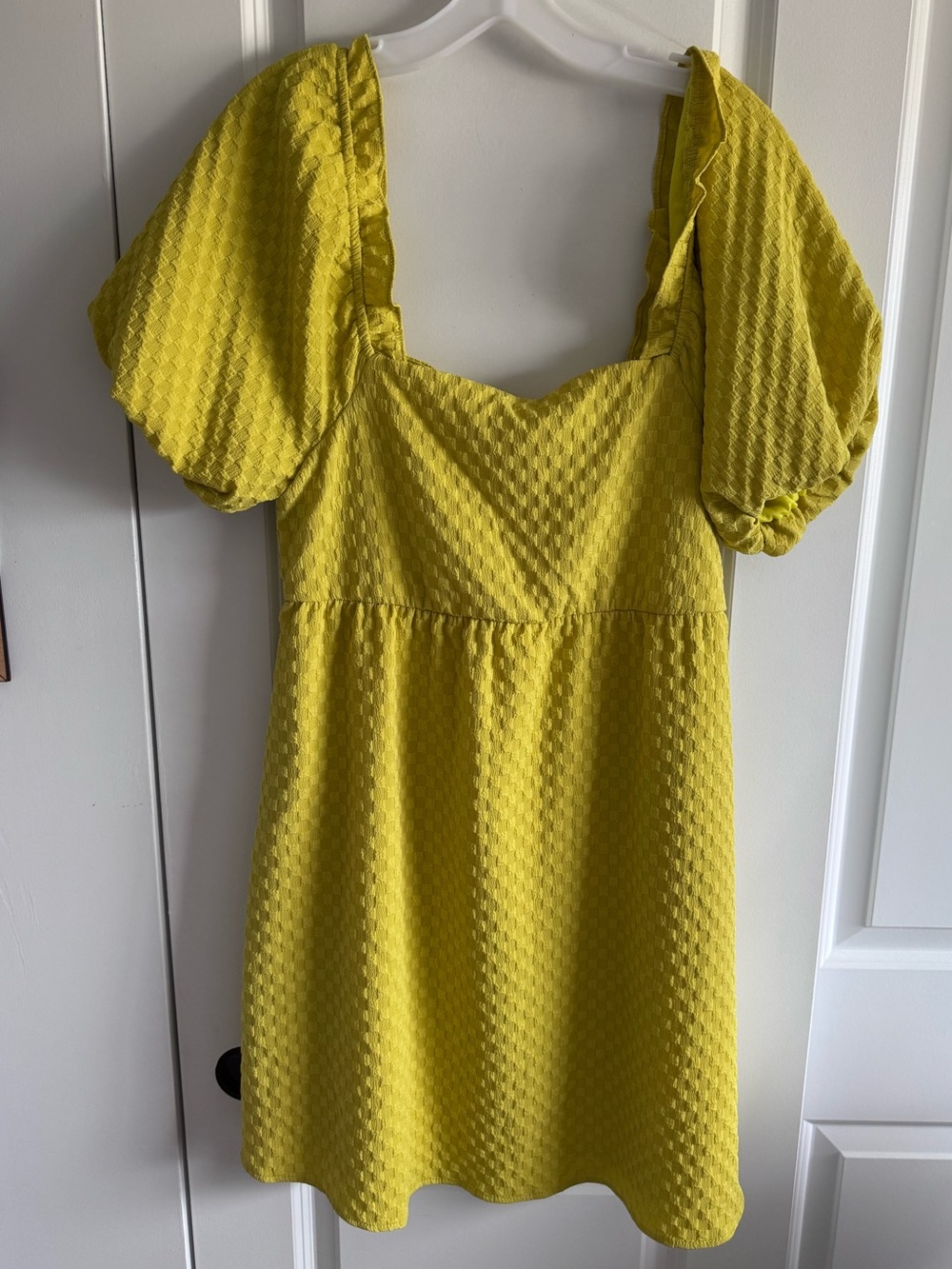 Ces Femme kiwi Puff-Sleeve Textured Mini Dress